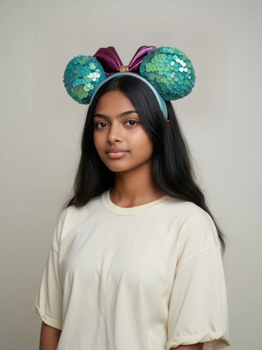 Disney Sequin Mermaid Ear Headband - Teal, Green & Purple
